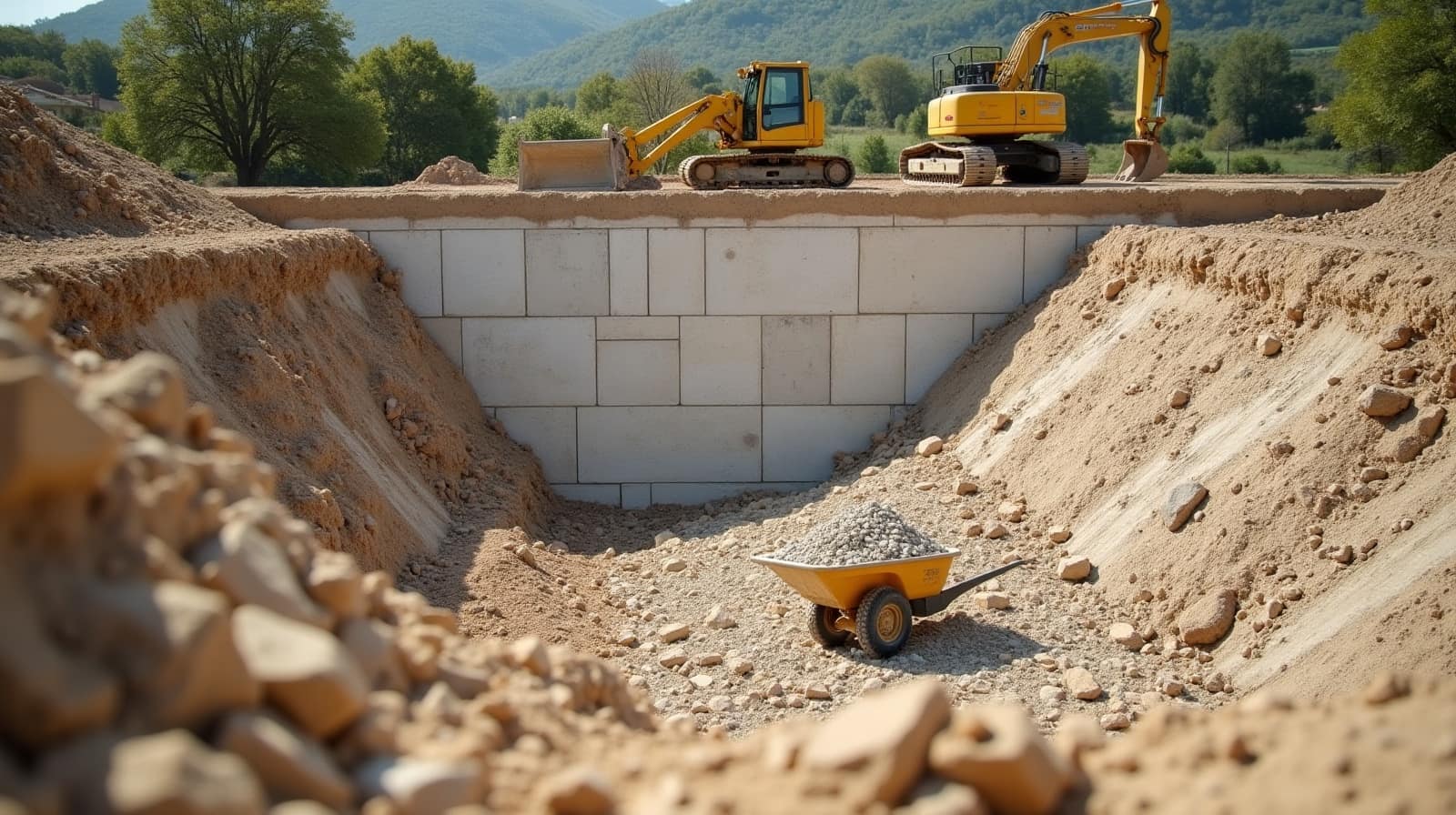 Terrassement de terrain en pente dans le Gard