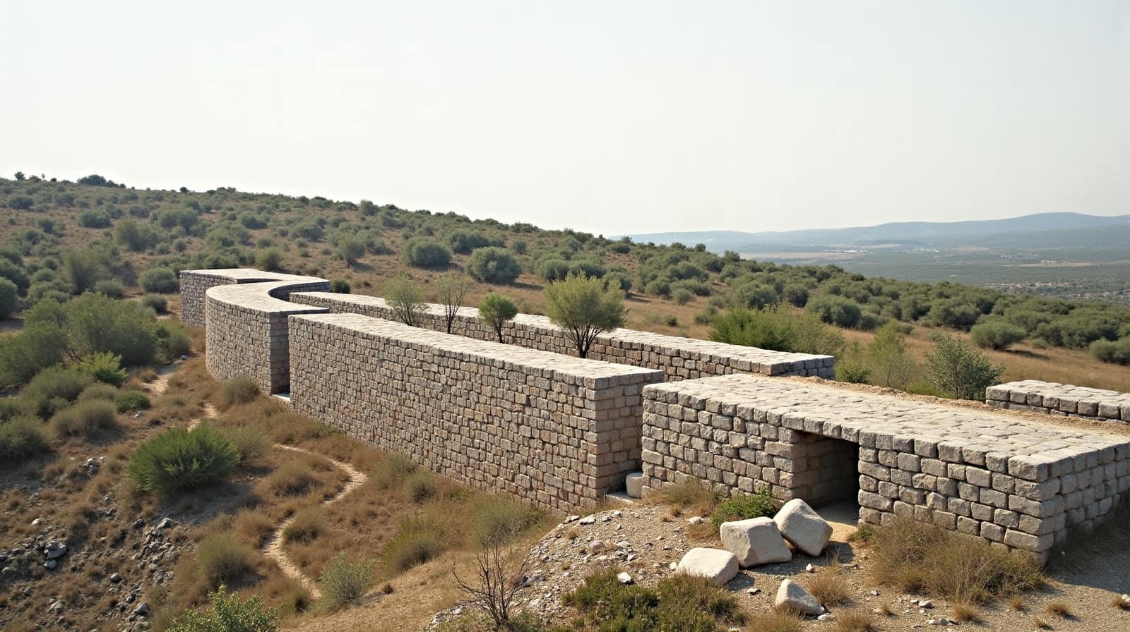 Mur de soutènement en pierre sèche dans un lotissement en garrigue à Marguerittes