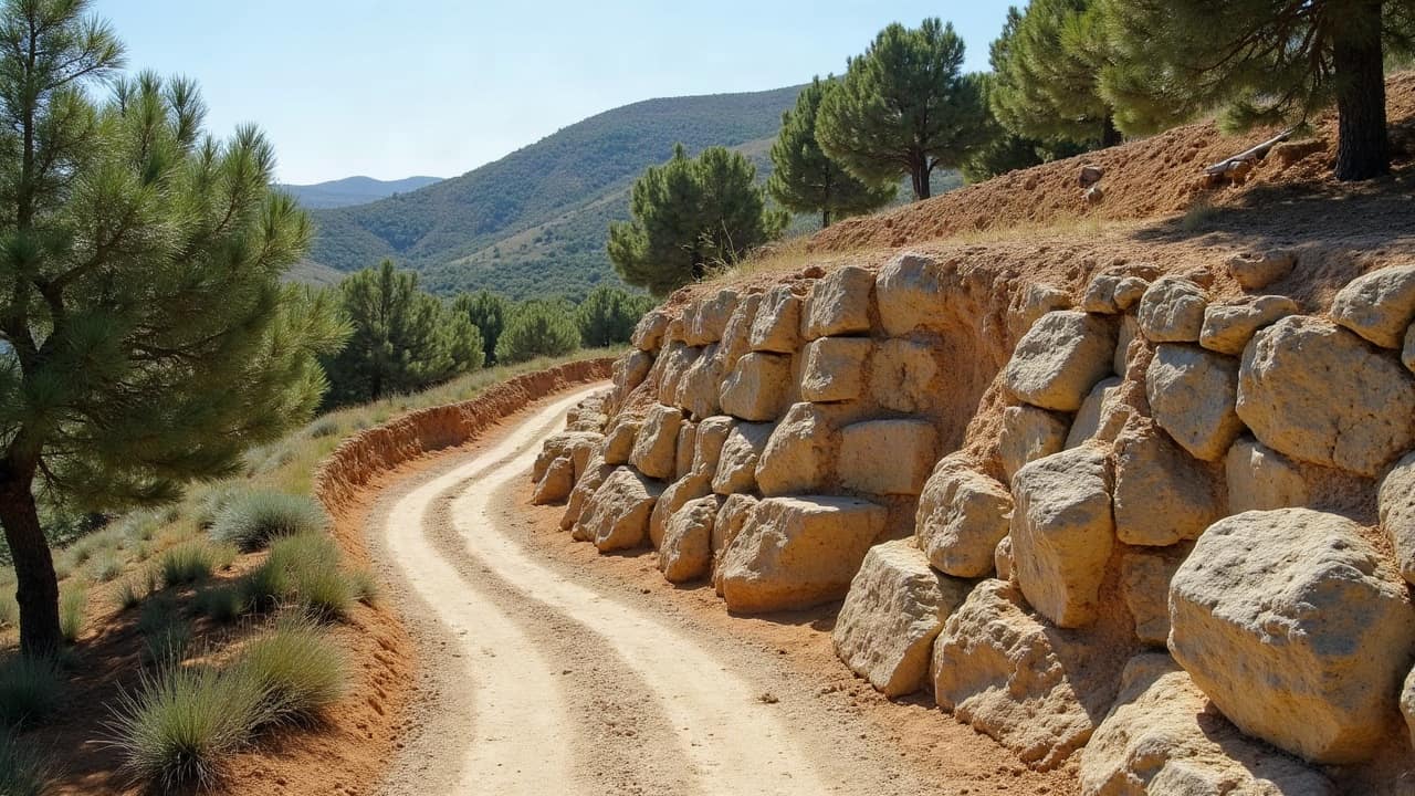 Observation d'un affleurement rocheux et de la végétation sur un terrain en pente lors d'une visite de reconnaissance